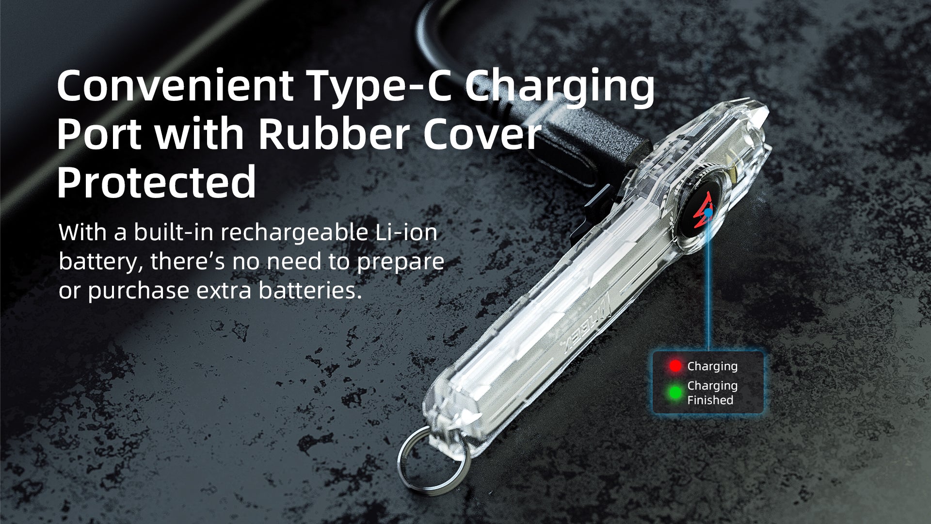 Convenient Type-C Charging Port with Rubber Cover Protected