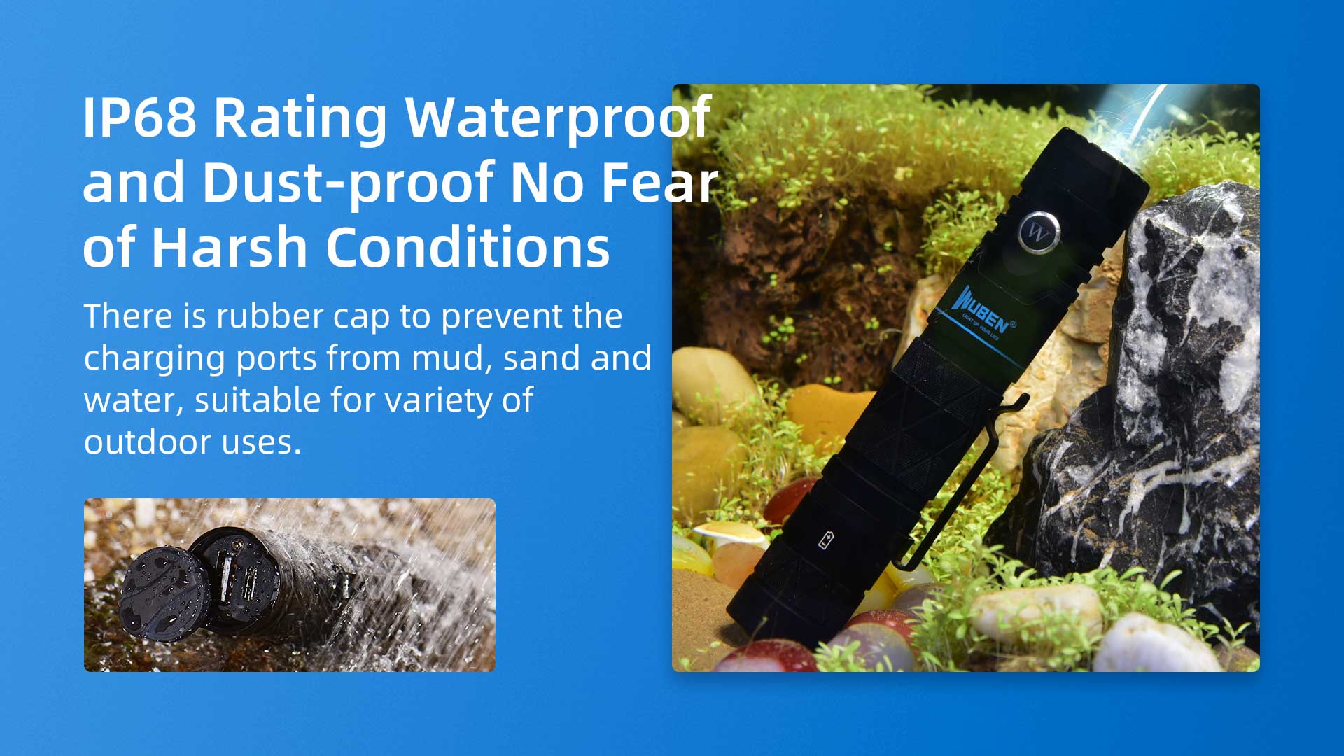 IP68 waterproof flashlight