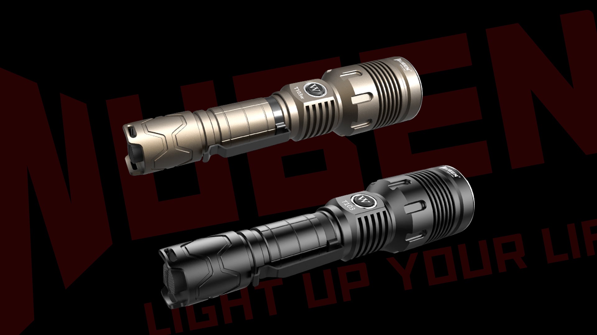 Wuben T103 Pro Tactical Flashlight is available in a choice of 2 colors” style=