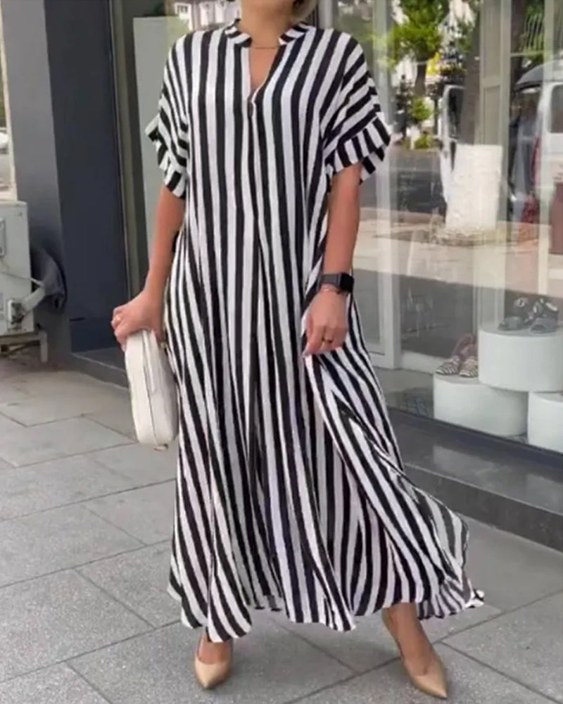 Levoire | Robe Élégante Avec Décolleté En V Et Rayures