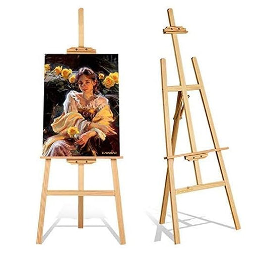 SATYAM KRAFT Pack Of Set 3, 40 cm Wooden foldable and lightweight Tripod  Easel Stand with 10x12 Inch Canvas Sheet For displaying great artwork