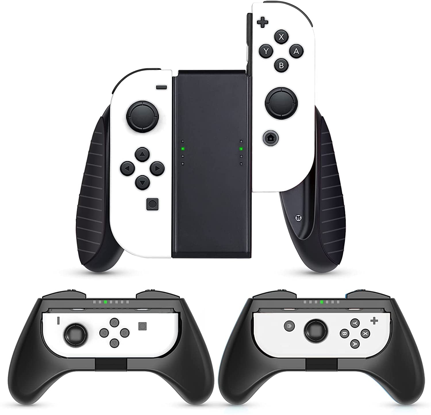 HEYSTOP Joy-Con Grip Compatible with Nintendo Switch/Switch OLED Joy-Con, 3 Pack, Wear Resistant Game Switch Controller Handle Case Kit for Nintendo Switch Joy Con, Black