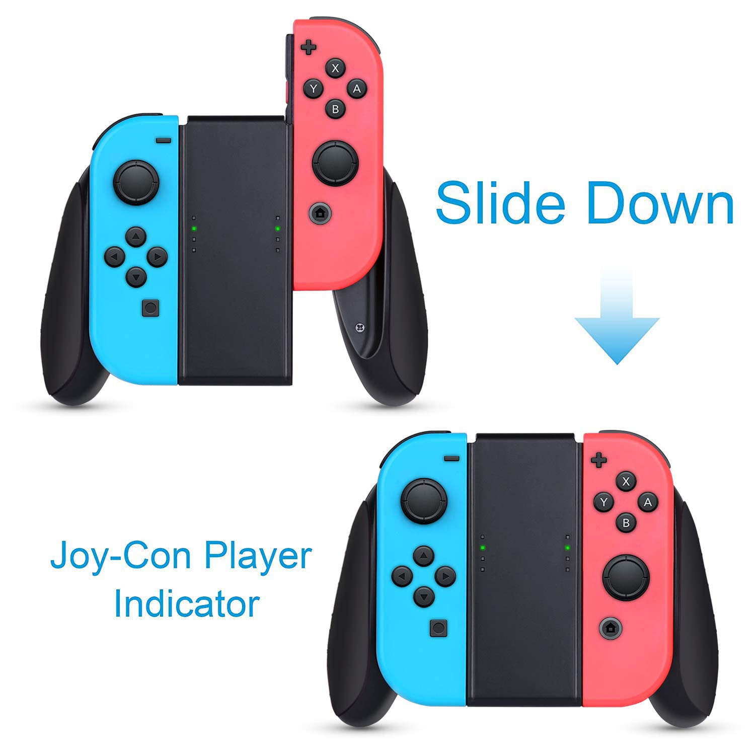 HEYSTOP Joy-Con Grip Compatible with Nintendo Switch/Switch OLED Joy-Con, 3 Pack, Wear Resistant Game Switch Controller Handle Case Kit for Nintendo Switch Joy Con, Black