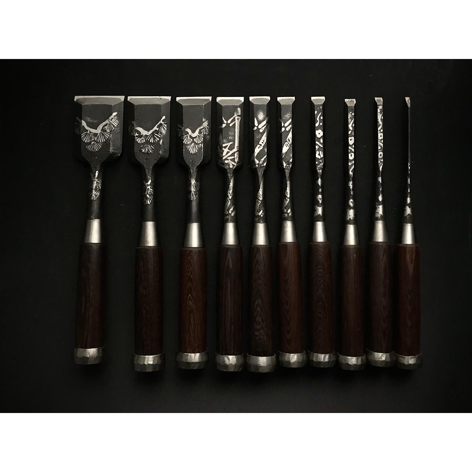 Old stock Fujichika Bench chisels set with Traditional pattern