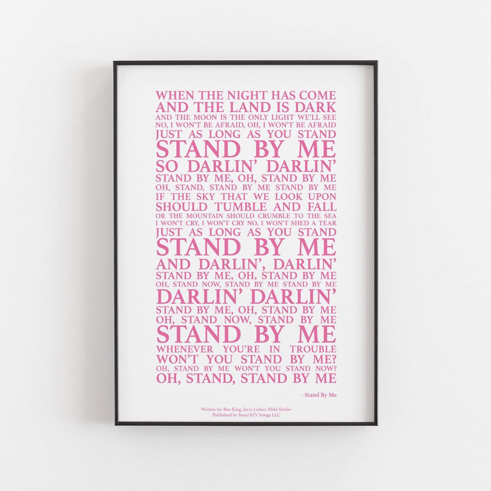 Stand By Me Song Lyrics Print Songprints Com