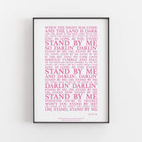 Stand By Me Song Lyrics Print Songprints Com