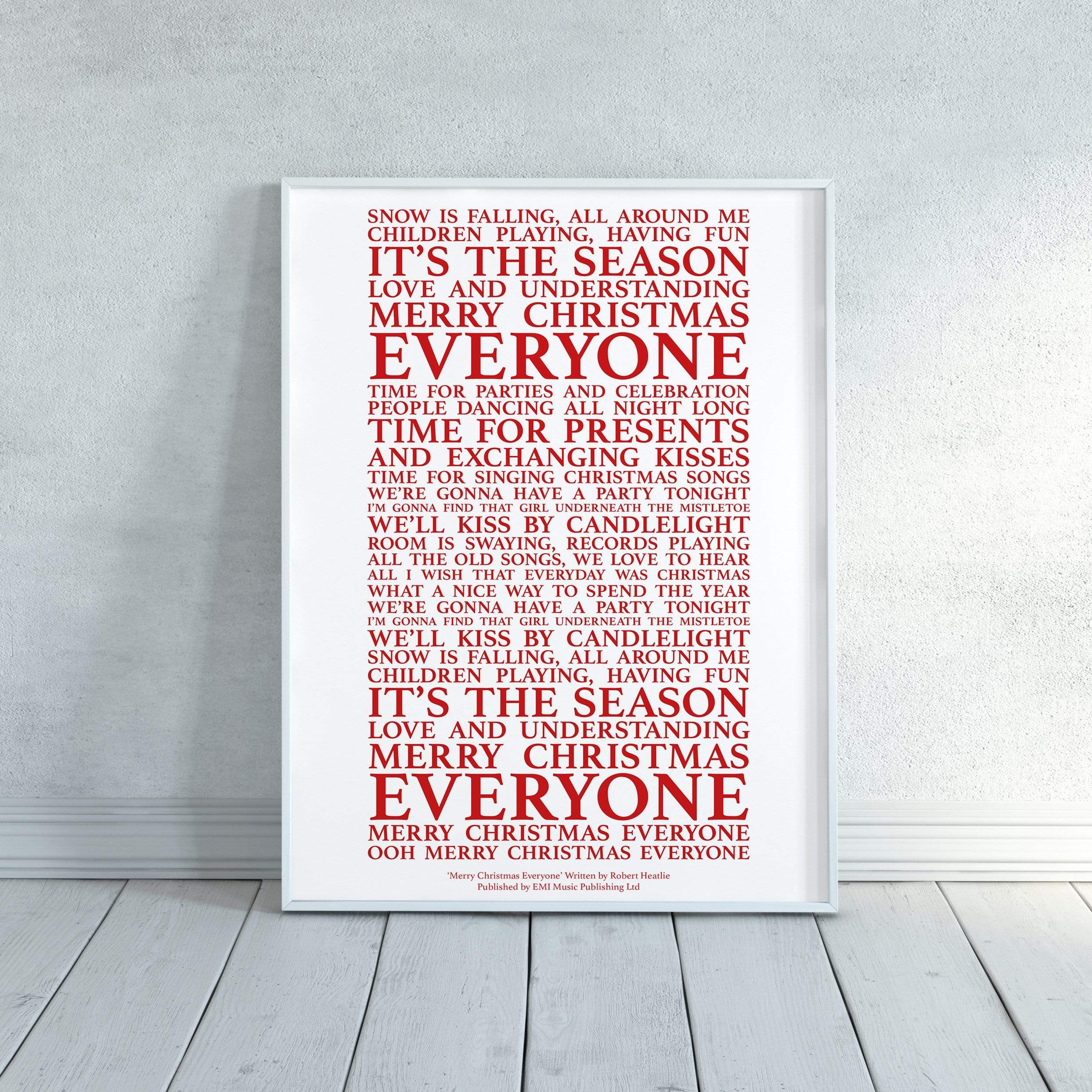 Merry Christmas Everyone Song Lyrics Print Songprints Com