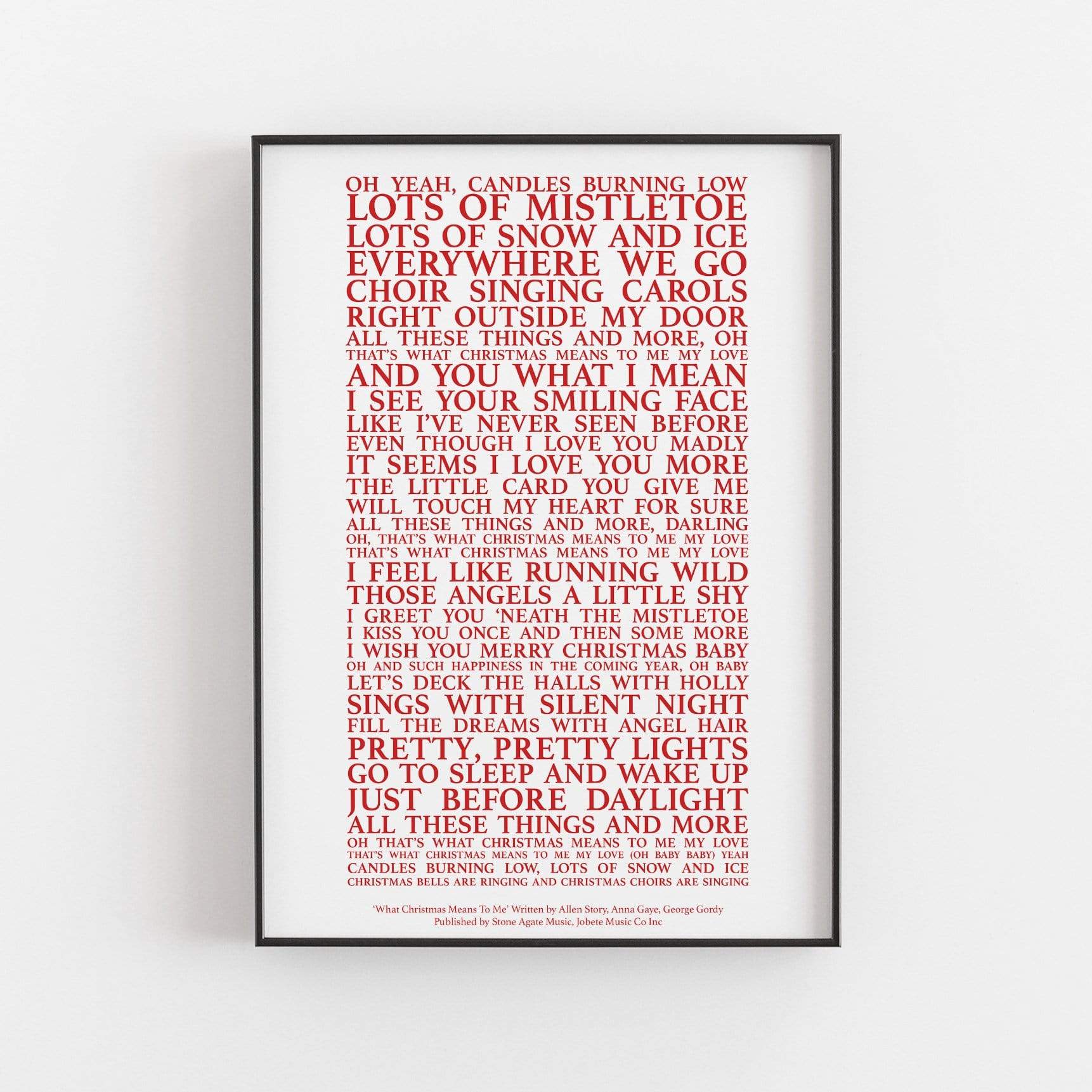 What Christmas Means to Me Song Lyrics Print – Songprints.com