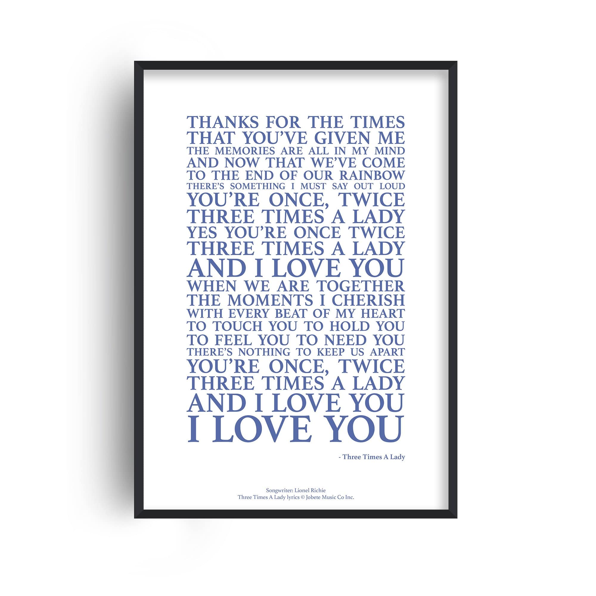 Three Times A Lady Song Lyrics Print Songprints Com