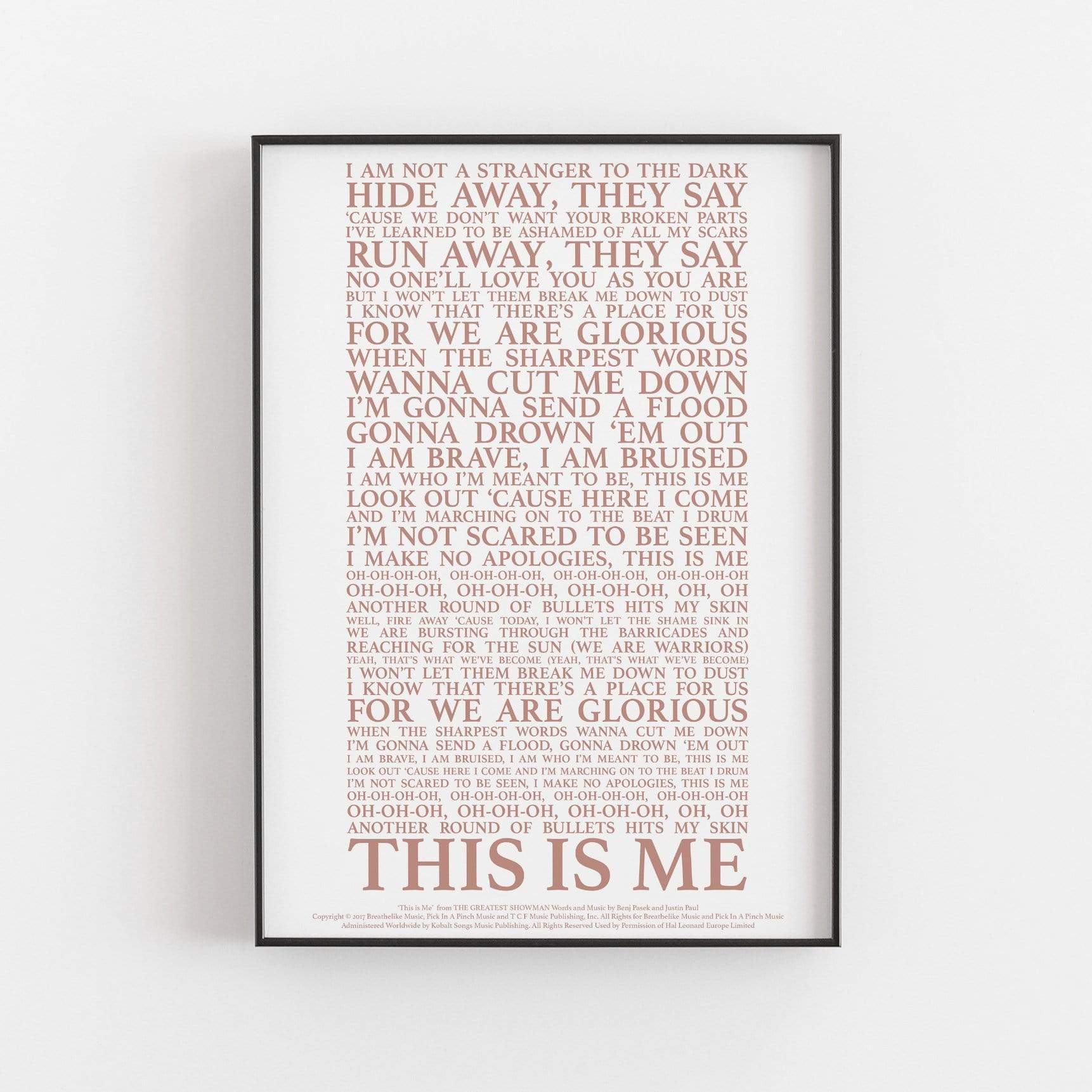 This Is Me Song Lyrics Print Songprints Com