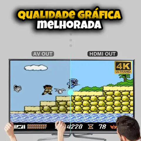 Video Game Retro Stick 4k 10mil Jogos e 2 Controles Sem Fio - Dubtech