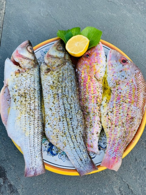 Mediterranean Grilled Whole Sea Bass And Red Snapper With Evoo Lemon O