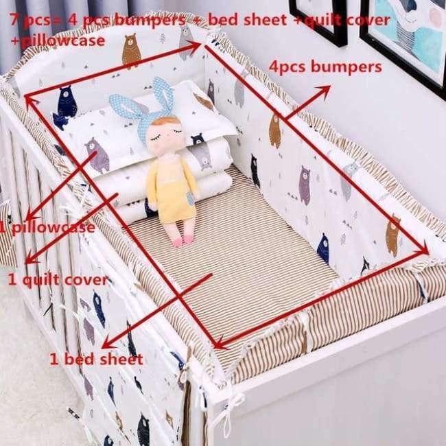 7pcs Hot Baby Bedding Set 100 Cotton Crib Bedding Set Baby Cot