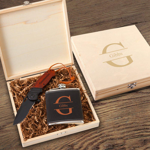 Personalized Cuff Link & Pocket Knife Groomsmen Gift Set