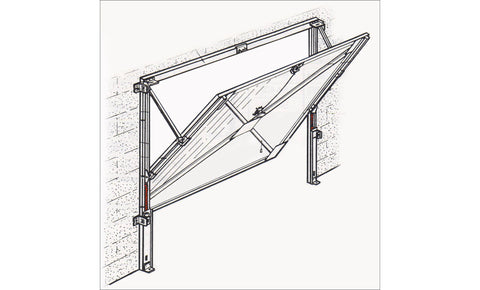 Example of a canopy type up-and-over garage door