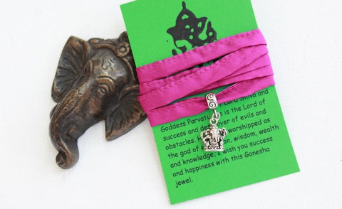 wish someone good luck with a Ganesha charm mayil wrist wrap