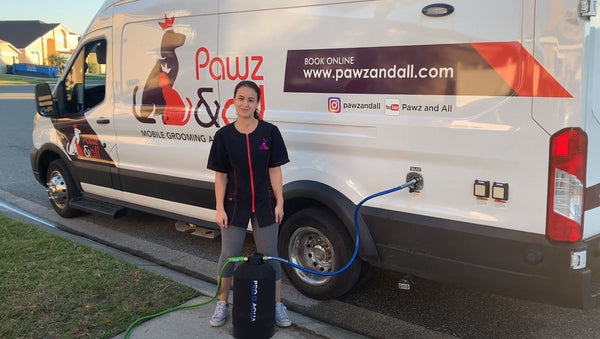 Pawzandall mobile grooming uses the proaqua portable water softener