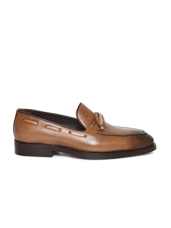 JOE SHU Men's Leather Slip-on Shoe with Chord stitch and Buckle