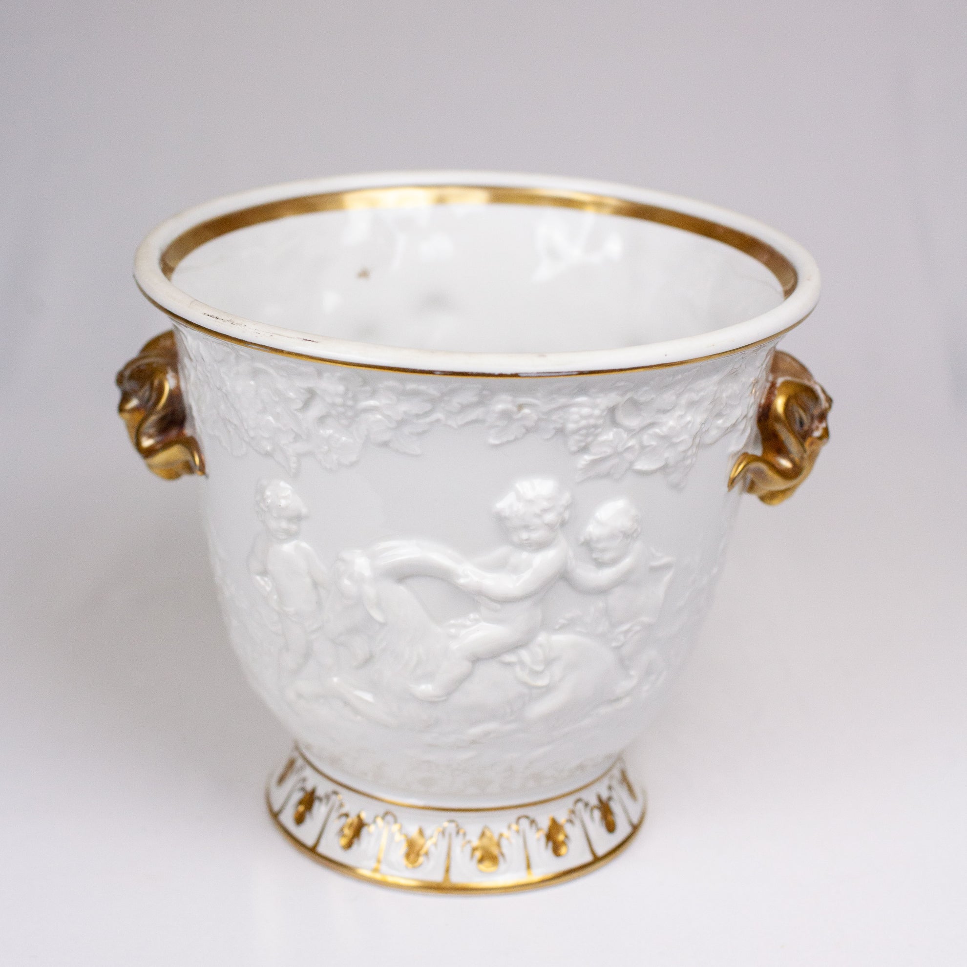 French Urn with Gold Rams Head and Cherubs