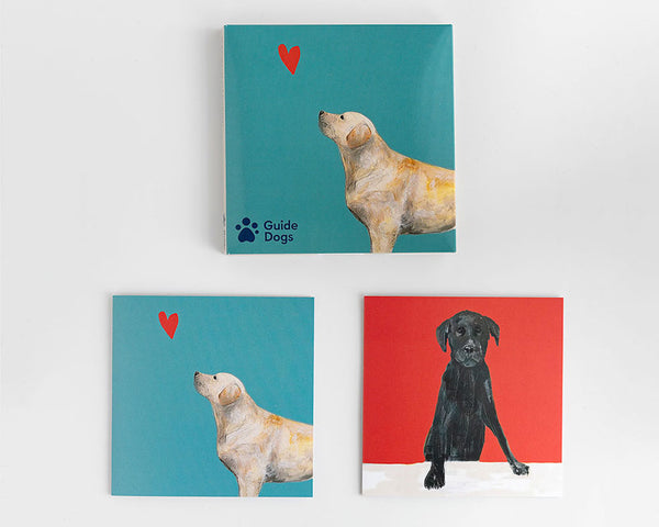 Modern Notecards in two variations, one with golden Labrador the other a black Labrador