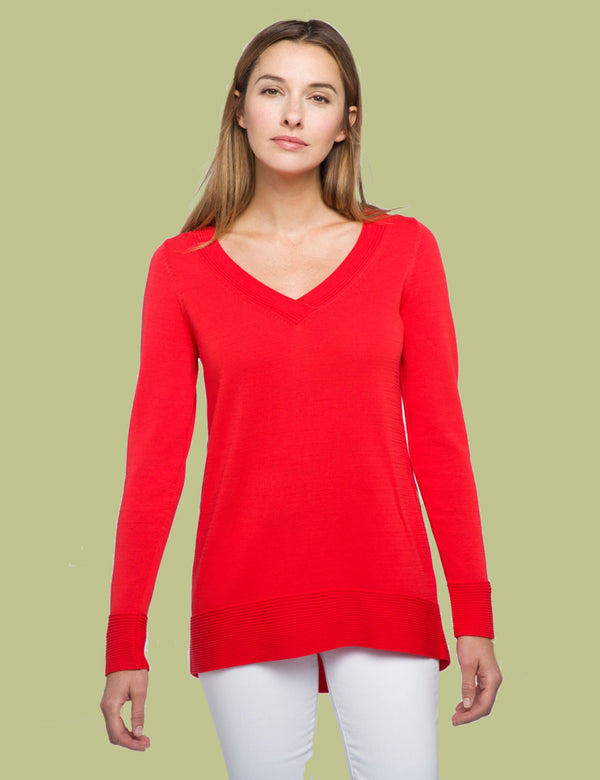 Rounded Hem Vee Pullover