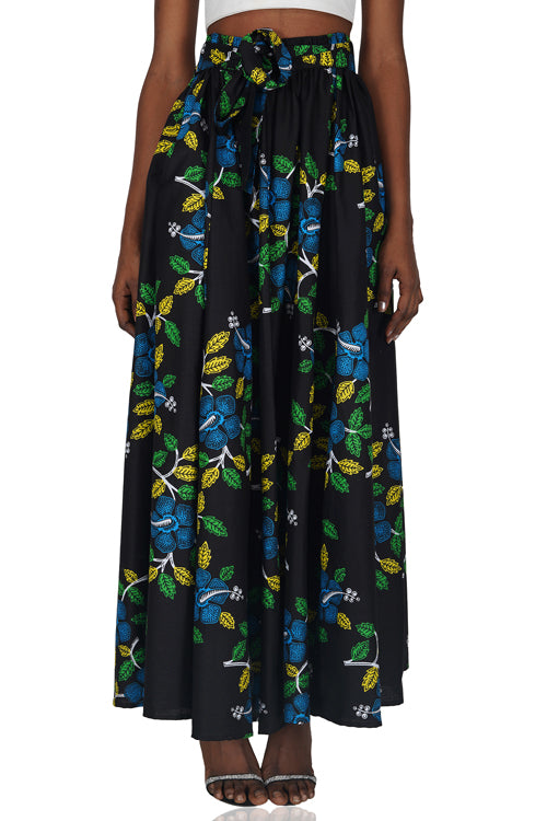 Black Floral Ankara Long/Short Skirt