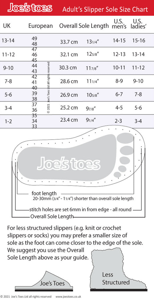 Joe's Toes FAQs and size chart
