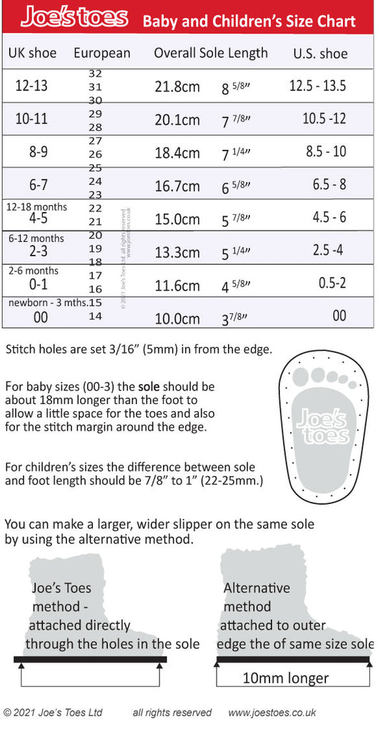 Joe's Toes FAQs and size chart