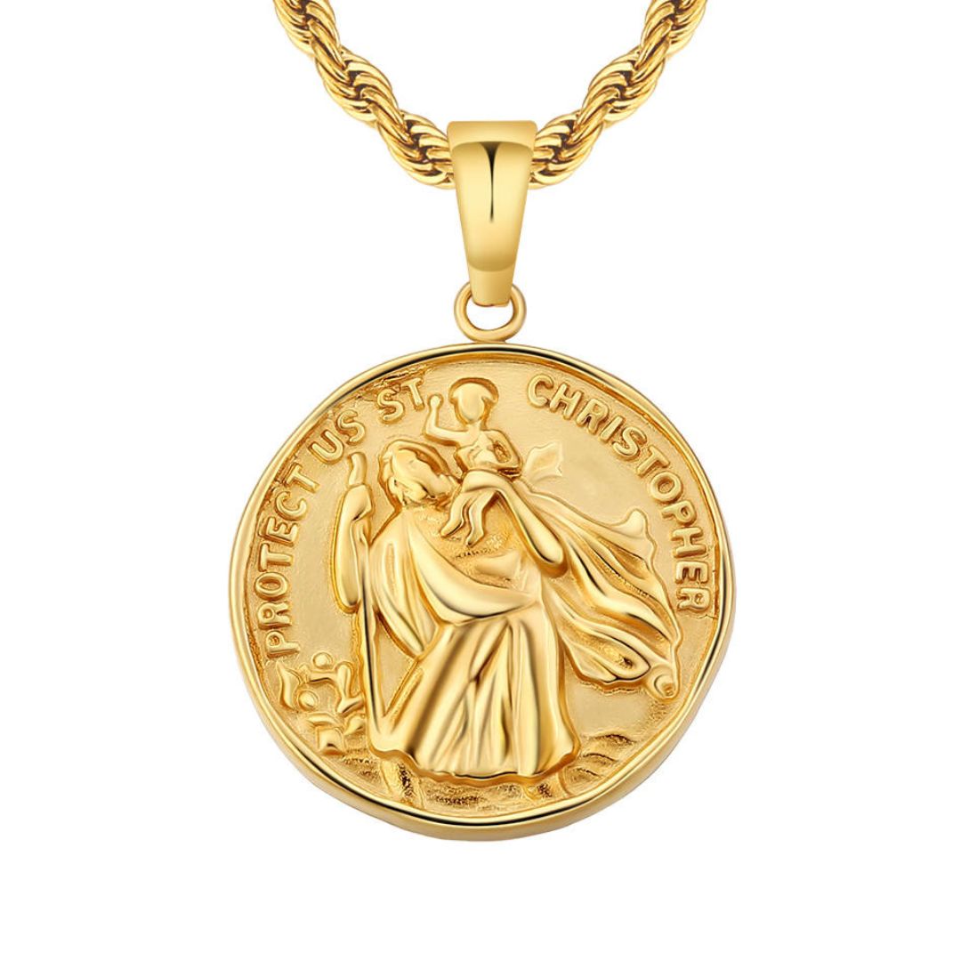 St Christopher Pendant | Gold - VIRAGE London product image