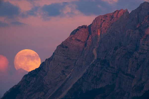 The sturgeon supermoon rising behind the Sirente Mountain in Sirente Velino Natural Park, Italy, on Monday. Lorenzo di Cola / NurPhoto via Getty Images