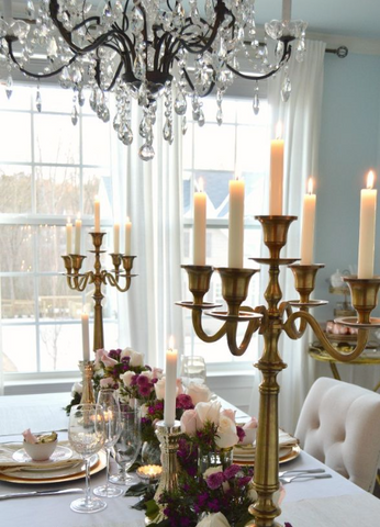 Incorporate Large Candelabras for valentines day table decor