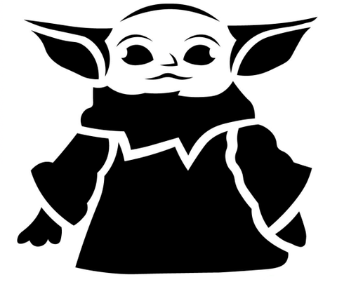Carve up a glowing Grogu this year for Halloween by using a Mandalorian pumpkin stencil.