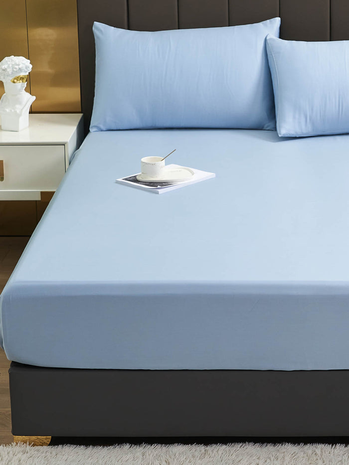 Satin Silk Fitted Sheet Solid Color Bed Sheet Elastic Band Mattress Co – SZ  GOODS, LLC