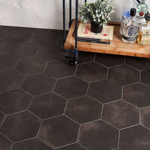 Hexagonal floor tiles