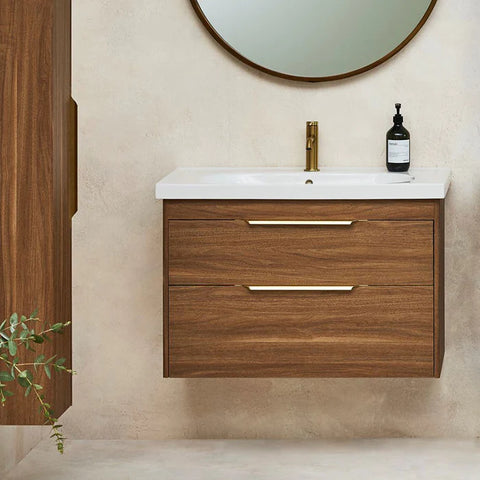 Minimalist Bathroom Design - Shoreditch Double Drawer Wall Hung Vanity Unit With Basin