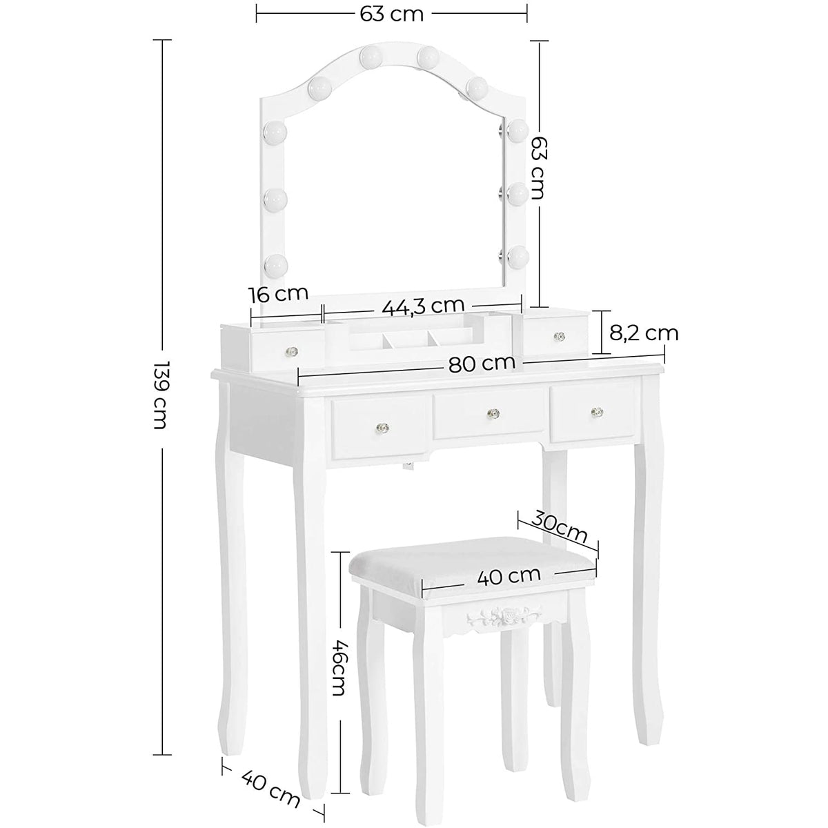 Make up Tafel Voor Vrouwen Witte Kaptafel Spiegel