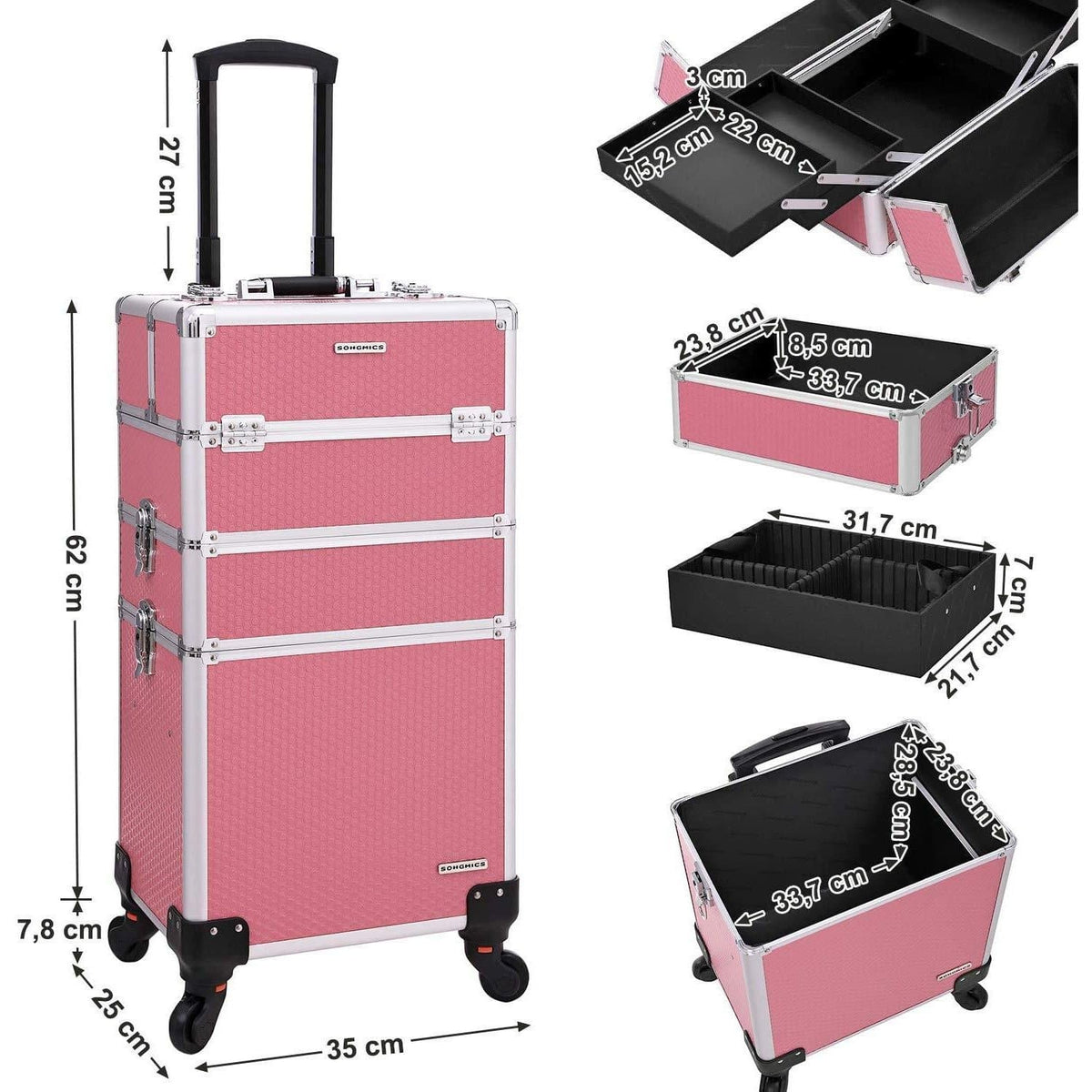 koppeling Boekhouder Maaltijd Nancy's XXL PRO 3 in 1 Make-Up Trolley - Koffer voor Cosmetica - Met 360  Graden Wielen & Handgreep