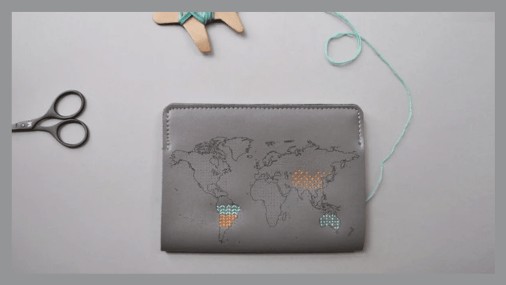 Pantone Colors of the Year for 2021 Ultimate Gray and Illuminating Stitch Passport Cover by Chasing Threads