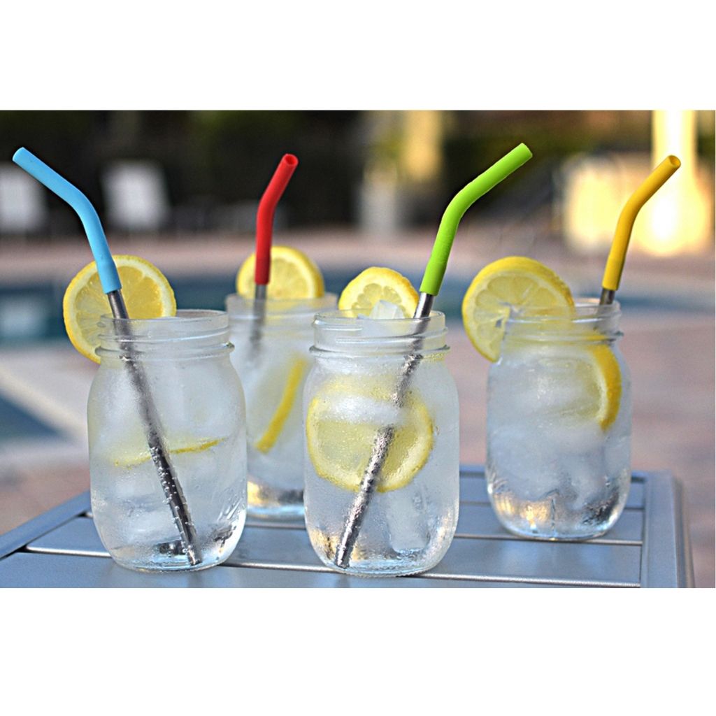 Stainless Steel & Silicone Top Drinking Straws by Krumbs Kitchen