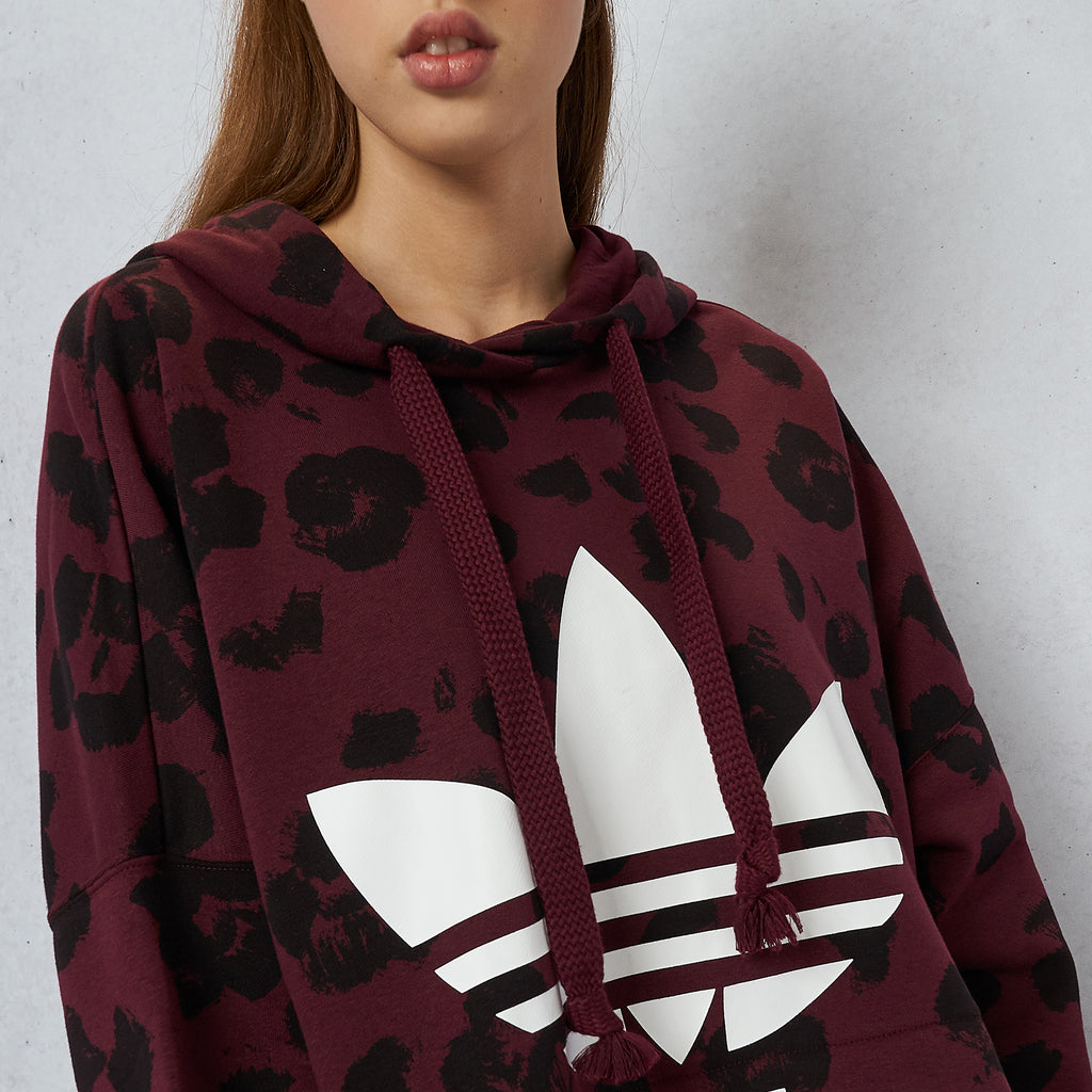 bellista allover print cropped hoodie