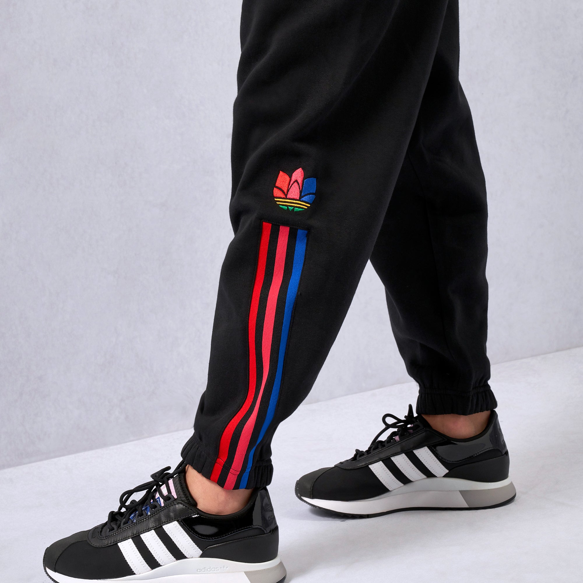 adidas 3 stripe cuffed joggers