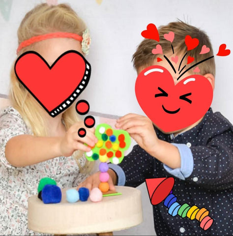 pompon colorati fommy gomma crepla materiali per bambini e lavoretti creativi