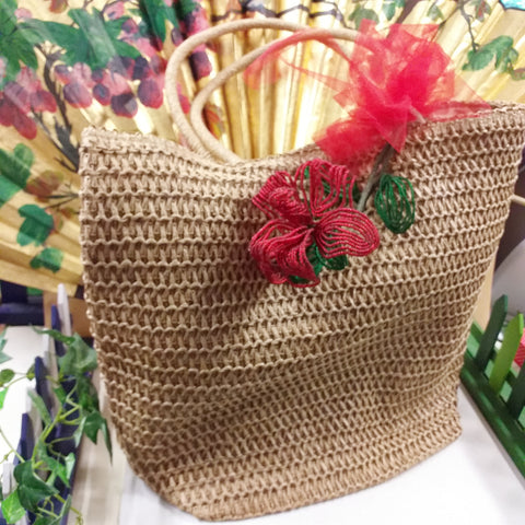 idee decorazioni applicazioni borse paglia fiori perline e perle venezia per personalizzare decorare borsette estive sacca mare spiaggia estate