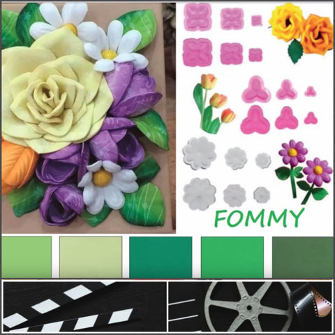 gomma crepla fommy rose colori fiori verde foglie