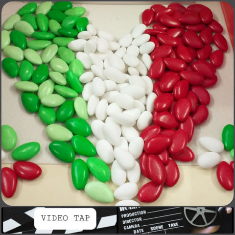 video tap negozio confetteria Italian confetti rossi bianchi verdi specialità made in Italy fai da te bomboniere e artigianali