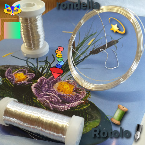 rondella o bobina rotolo per fili argento creare fiori perline fommy pannolenci gomma crepla