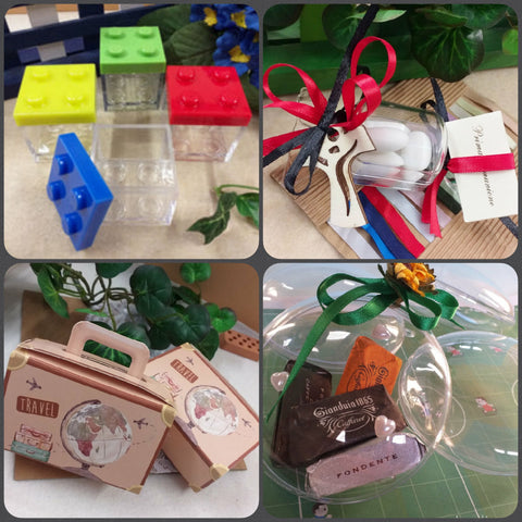 scatole cartone scatoline cartoncino scatolette trasparenti plastica per confezionare portaconfetti bomboniere fai da te