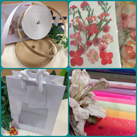 abbellimenti di carta nastri Kamihimo fiori pressati secchi shopper packaging carta crespa accessori scrapbooking papercraft