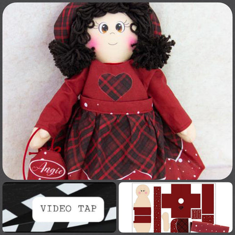 video tap cartamodelli tessuto per cucito creativo bambola di stoffa pezza rossa Angie Bamboliamo Doll Stafil