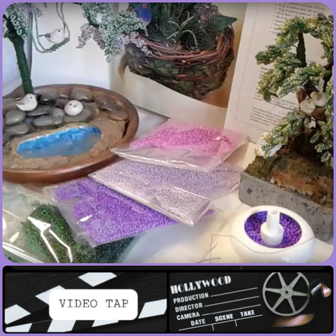 video tap perline conteria di rocailles creare glicine violette fiori e bonsai con yoyo infilaperle